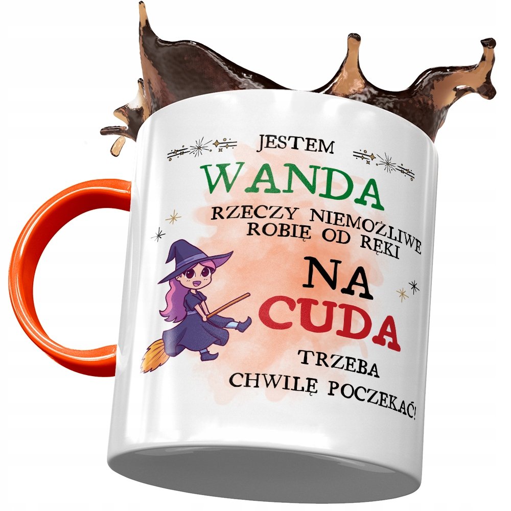 Kubek Pomarańczowy Dla Wandy Żony na Prezent z Nadrukiem ze Zdjęciem + Opakowanie na prezent (wzór 04)