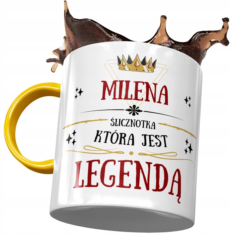 Kubek Żółty Dla Mileny Przyjaciółki Na Prezent z Nadrukiem ze Zdjęciem + Opakowanie na prezent (wzór 04)