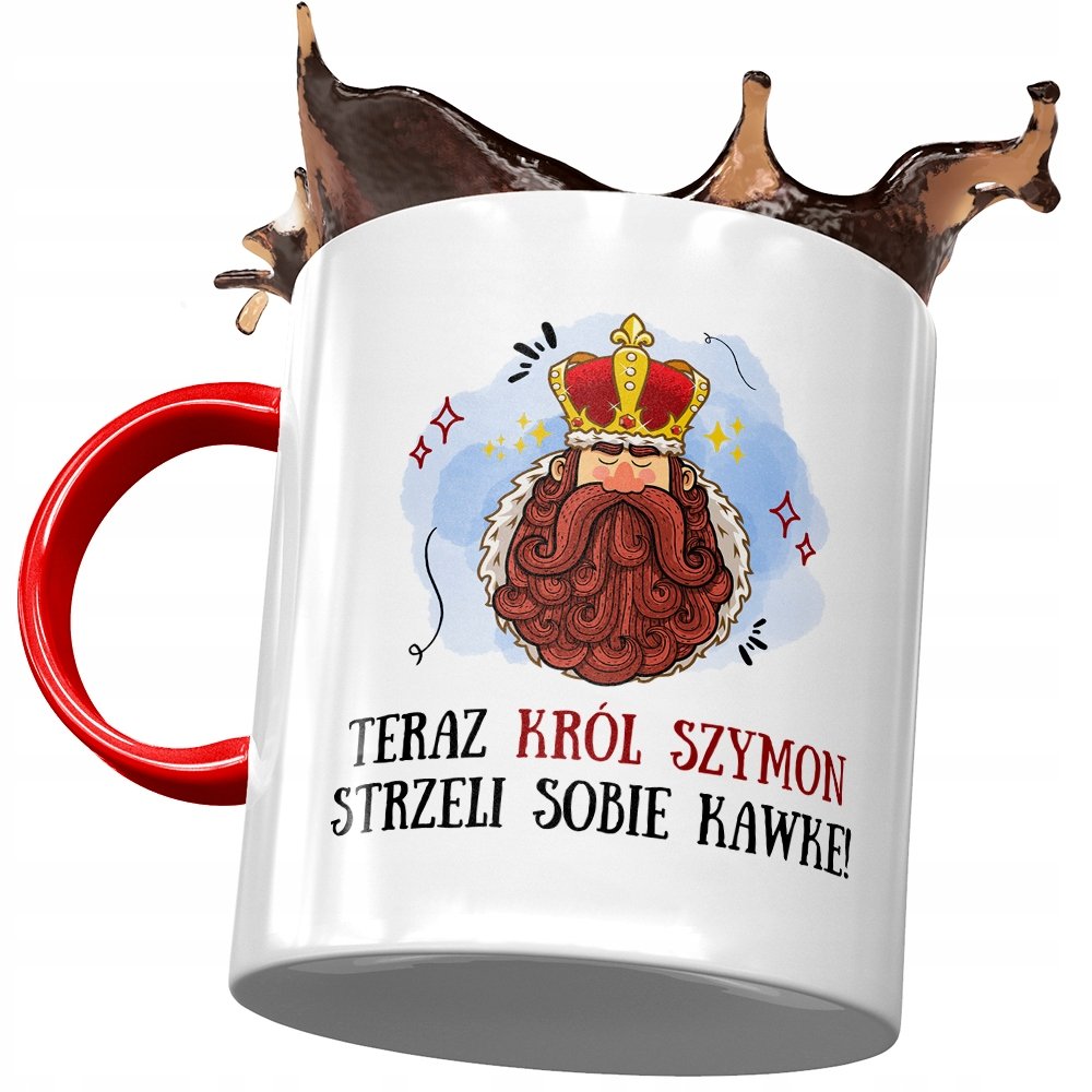 Kubek Czerwony Dla Szymona Szymka Kolegi Prezent z Nadrukiem ze Zdjęciem + Opakowanie na prezent (wzór 03)