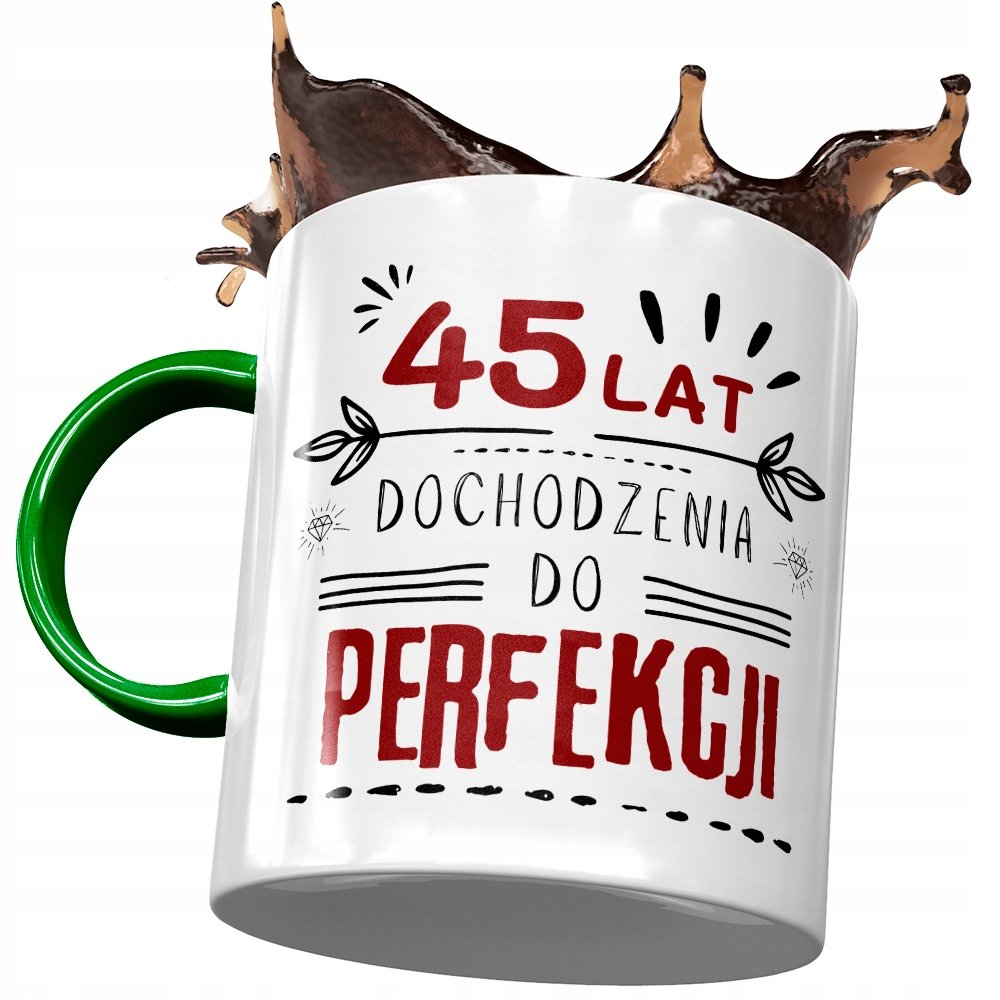 Kubek Zielony na Urodziny 45 45te 45-te na Prezent z Nadrukiem ze Zdjęciem + Opakowanie na prezent (wzór 04)