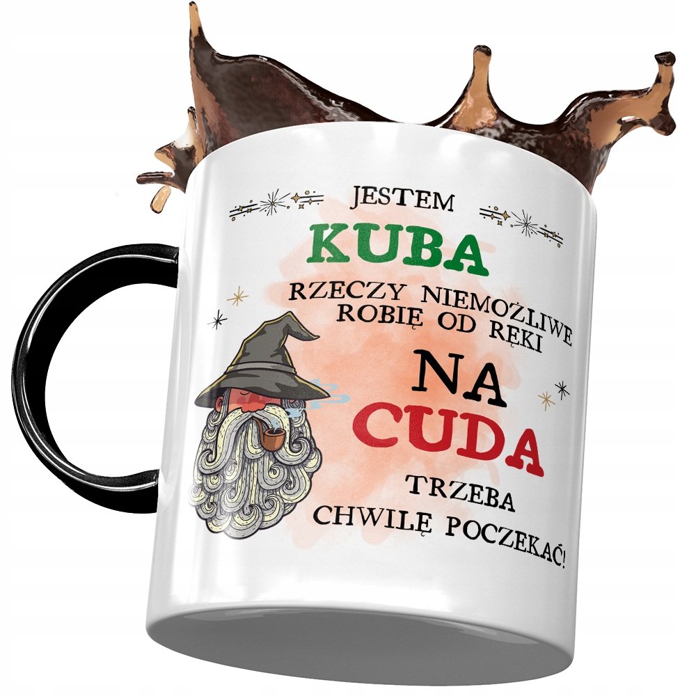 Kubek Czarny Dla Jakuba Kuby Kolegi Męża Prezent z Nadrukiem ze Zdjęciem+ Opakowanie na prezent (wzór 01)