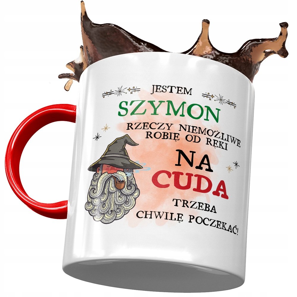 Kubek Czerwony Dla Szymona Szymka Kolegi Prezent z Nadrukiem ze Zdjęciem + Opakowanie na prezent (wzór 02)