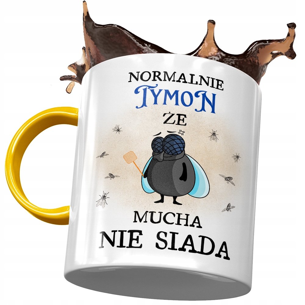 Kubek Żółty dla Tymona Przyjaciela Kolegi Prezent z Nadrukiem ze Zdjęciem + Opakowanie na prezent (wzór 02)