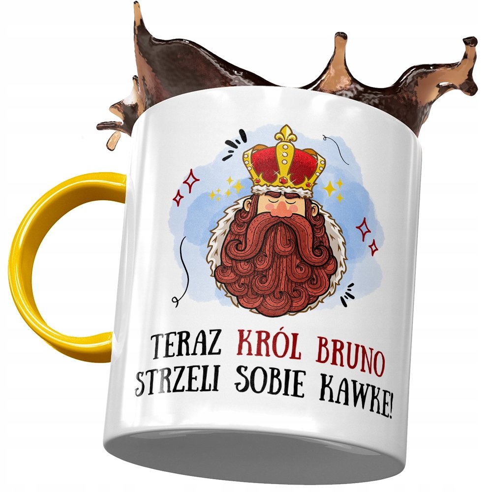 Kubek Żółty Dla Brunona Kolegi Męża na Prezent z Nadrukiem ze Zdjęciem+ Opakowanie na prezent (wzór 01)