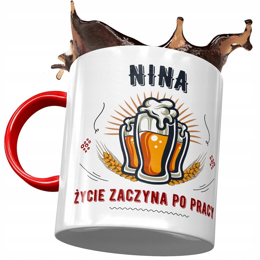 Kubek Czerwony Dla Niny Żony Przyjaciółki Prezent z Nadrukiem ze Zdjęciem + Opakowanie na prezent (wzór 02)