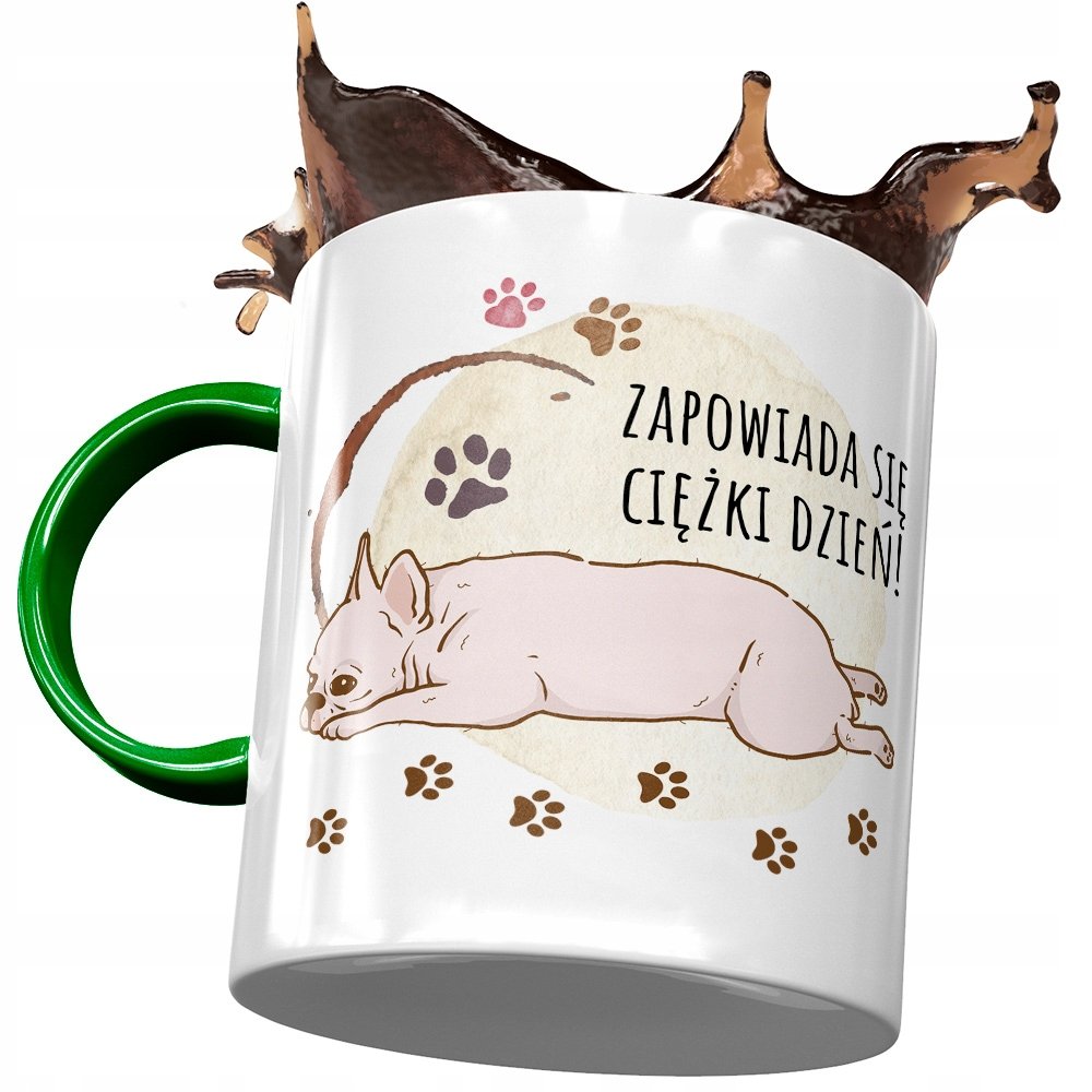 Kubek Zielony z Pieskiem Psem Słodki na Prezent z Nadrukiem ze Zdjęciem + Opakowanie na prezent (wzór 02)
