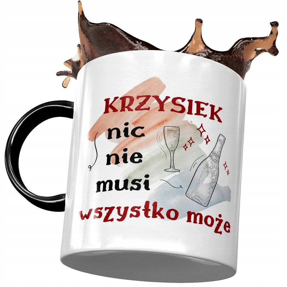 Kubek Czarny Dla Krzyśka Kolegi Męża na Prezent z Nadrukiem ze Zdjęciem + Opakowanie na prezent (wzór 03)