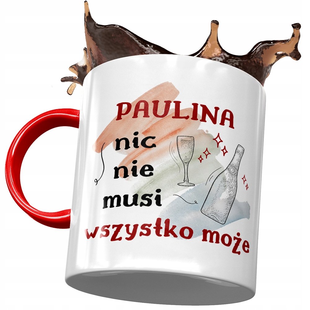 Kubek Czerwony Dla Pauliny Żony Koleżanki Prezent z Nadrukiem ze Zdjęciem + Opakowanie na prezent (wzór 02)