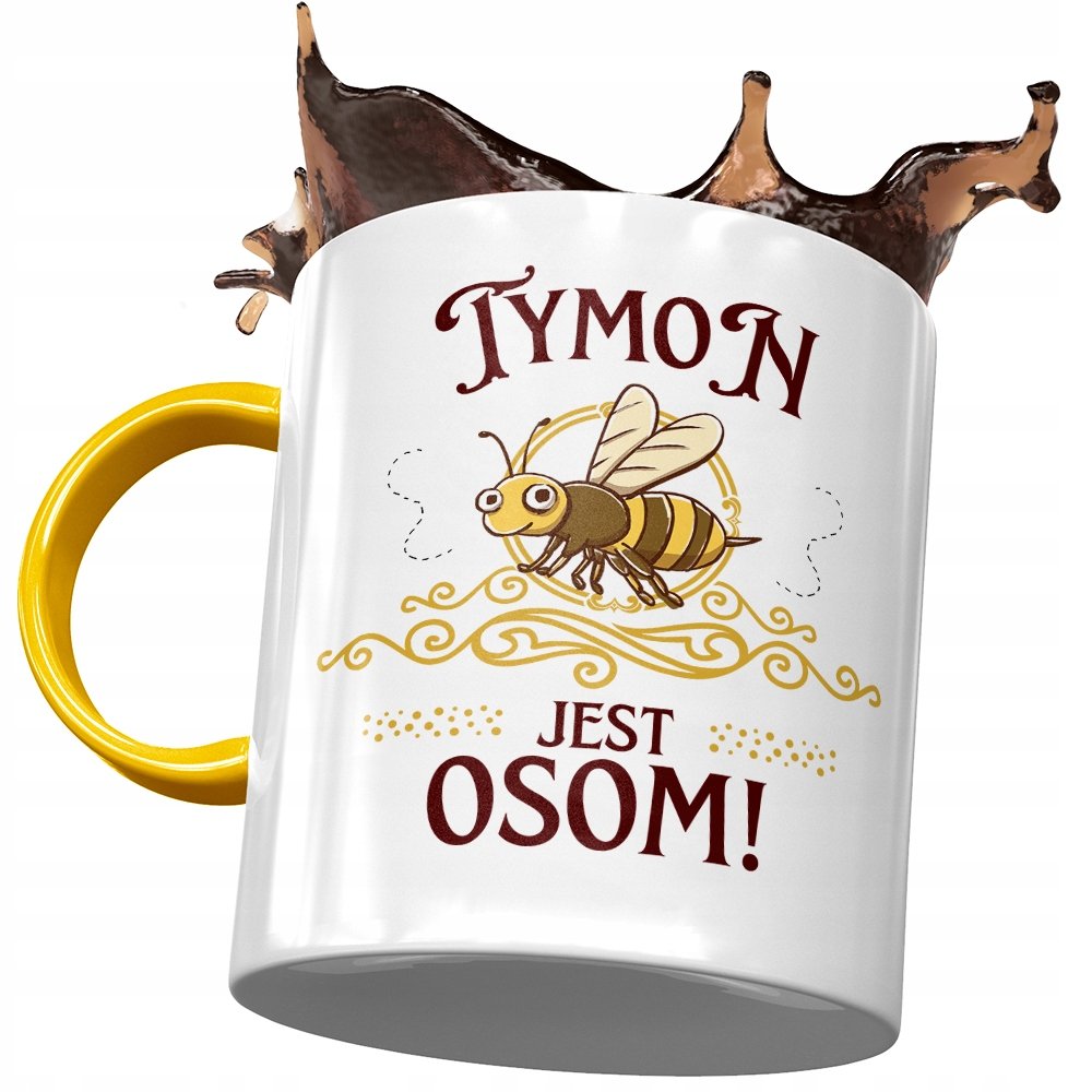 Kubek Żółty dla Tymona Przyjaciela Kolegi Prezent z Nadrukiem ze Zdjęciem + Opakowanie na prezent (wzór 03)