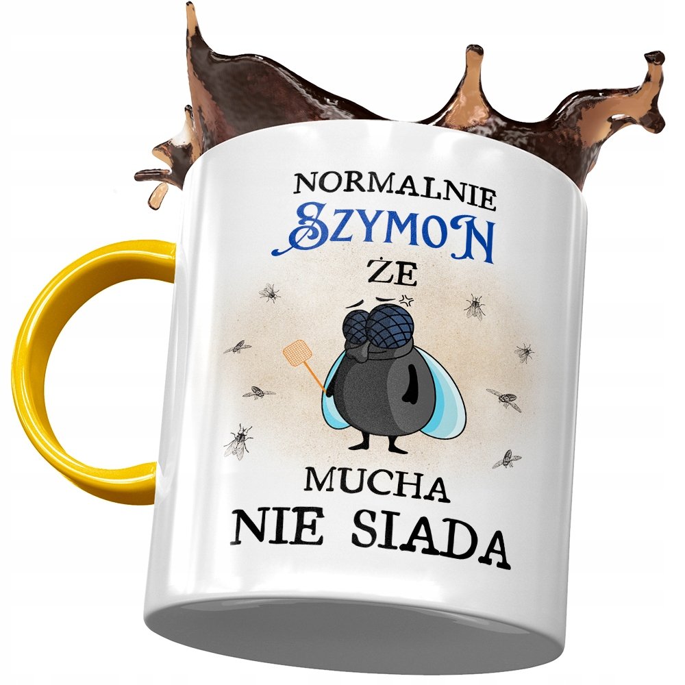 Kubek Żółty Dla Szymona Szymka Kolegi na Prezent z Nadrukiem ze Zdjęciem + Opakowanie na prezent (wzór 03)