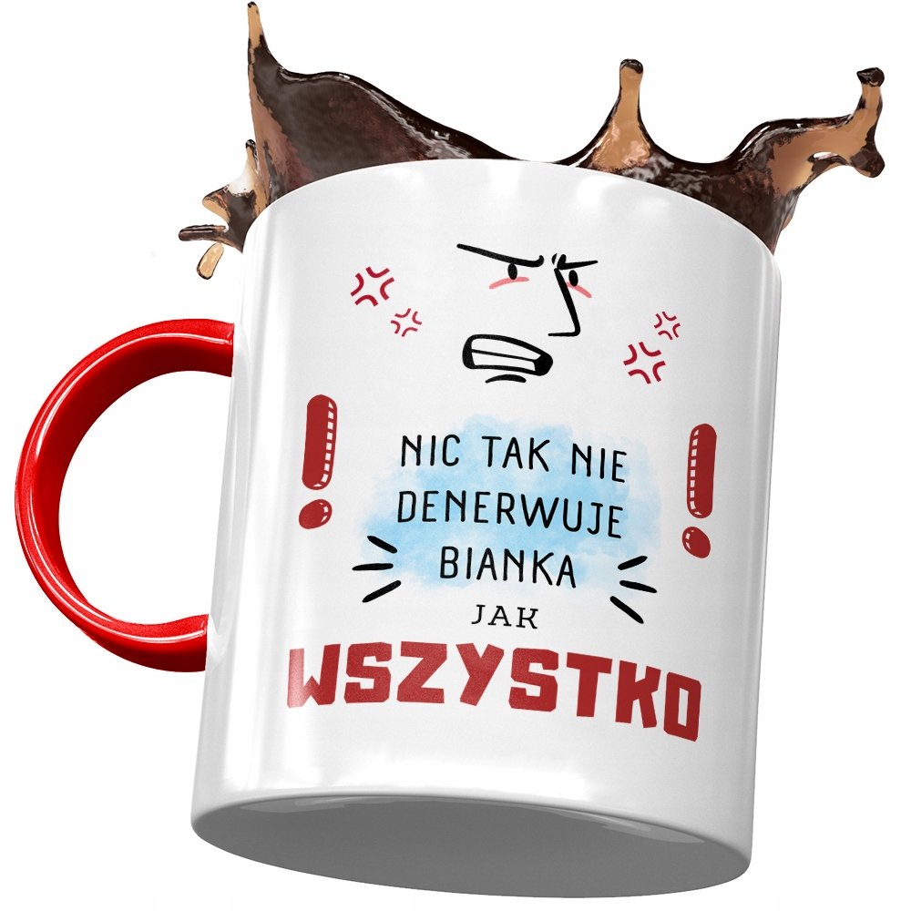 Kubek Czerwony Dla Bianki Żony Przyjaciółki z Nadrukiem ze Zdjęciem + Opakowanie na prezent (wzór 03)