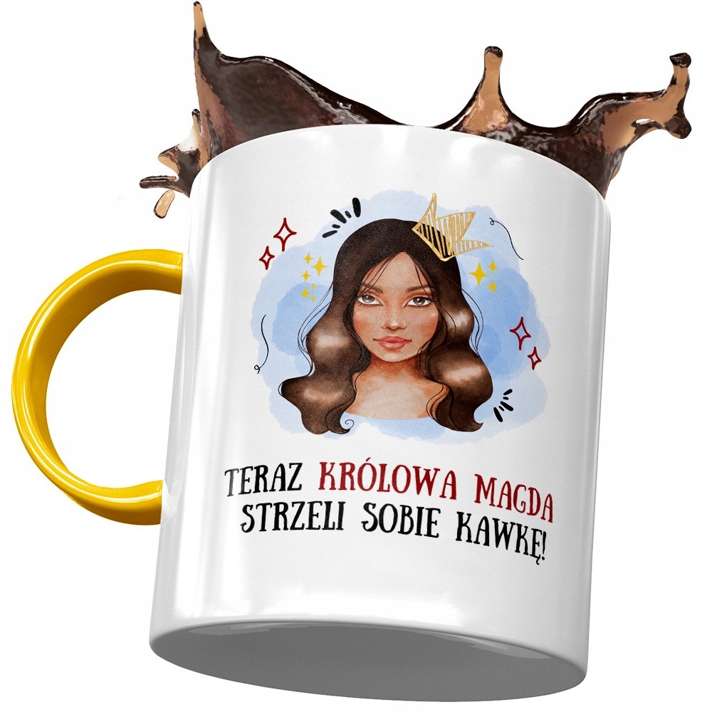 Kubek Żółty Dla Magdy Magdaleny Na Prezent z Nadrukiem ze Zdjęciem + Opakowanie na prezent (wzór 03)