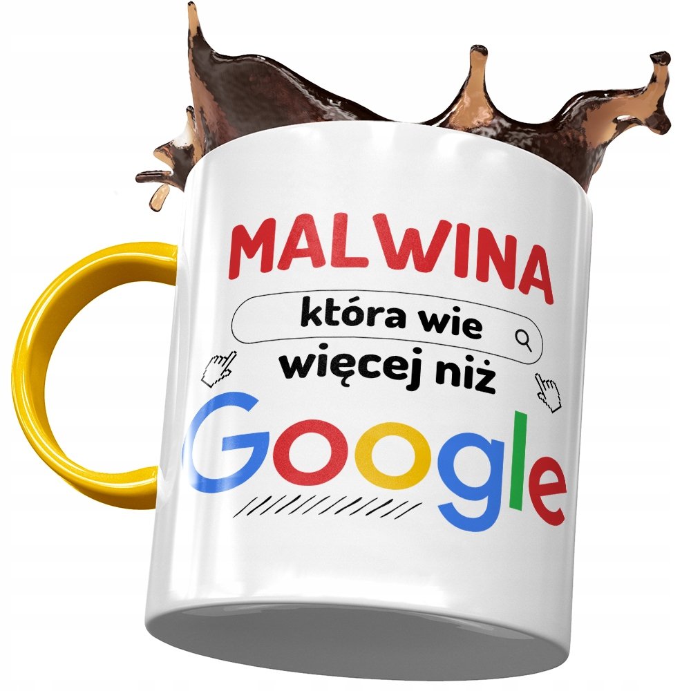 Kubek Żółty Dla Malwiny Koleżanki Żony Prezent z Nadrukiem ze Zdjęciem + Opakowanie na prezent (wzór 04)
