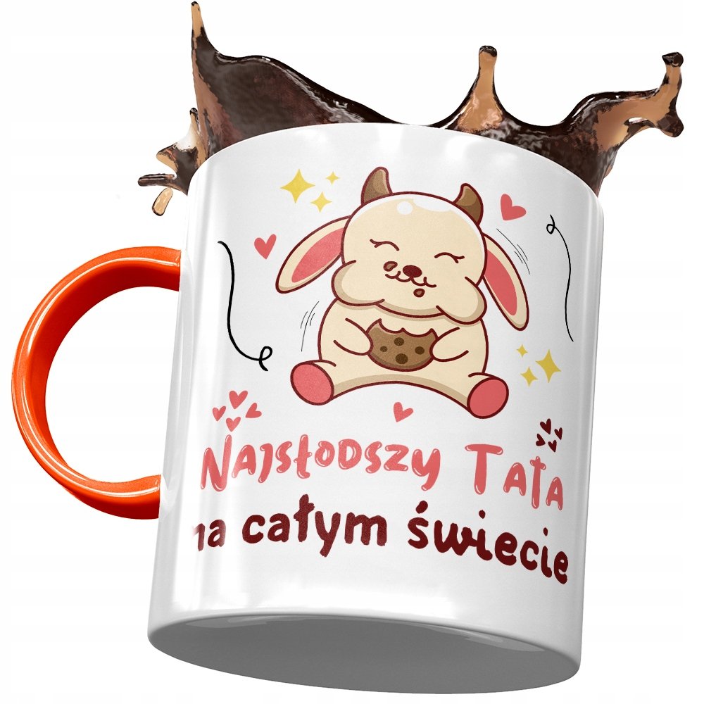 Kubek Pomarańczowy Dla Taty Ojca na Dzień Taty z Nadrukiem ze Zdjęciem+ Opakowanie na prezent (wzór 01)