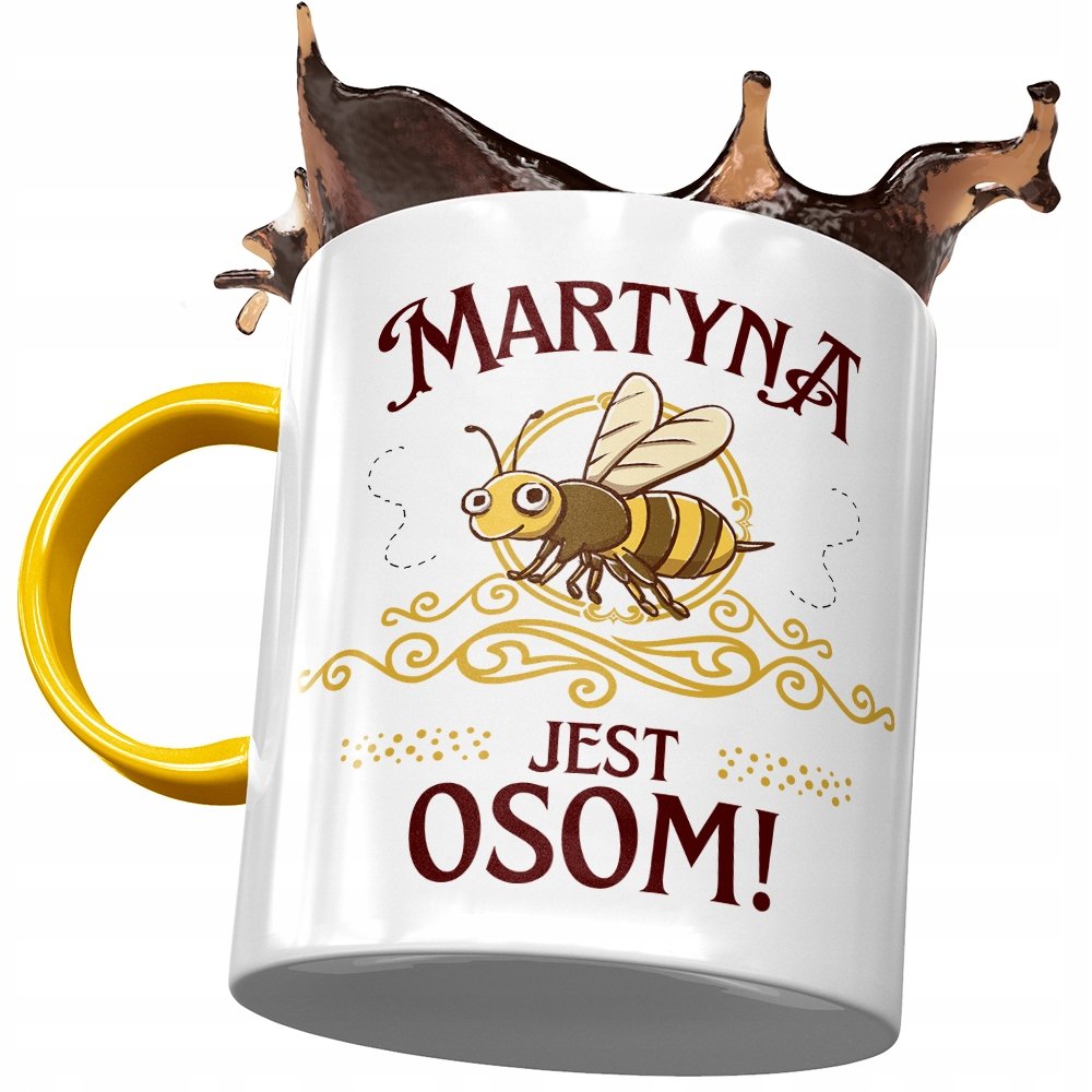 Kubek Żółty Dla Martyny Żony Koleżanki Prezent z Nadrukiem ze Zdjęciem + Opakowanie na prezent (wzór 02)