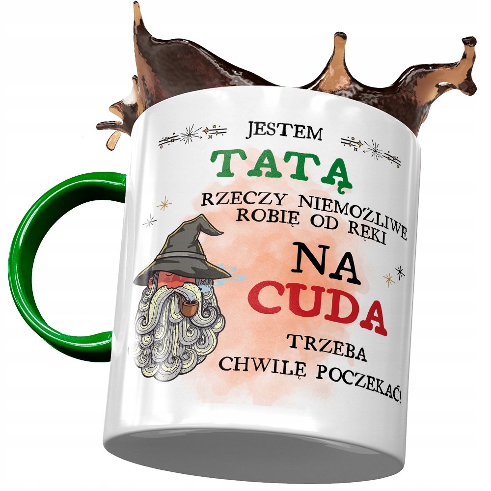 Kubek Zielony Dla Taty Ojca na Dzień Taty Prezent z Nadrukiem ze Zdjęciem + Opakowanie na prezent (wzór 04)