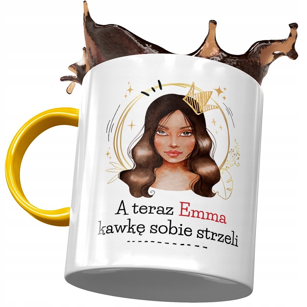 Kubek Żółty Dla Emmy Żony Przyjaciółki Prezent z Nadrukiem ze Zdjęciem + Opakowanie na prezent (wzór 04)