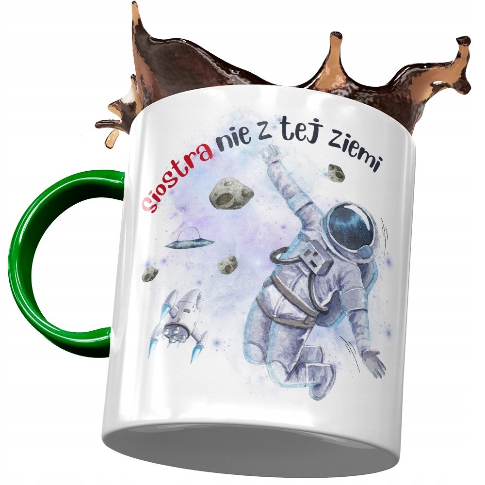 Kubek Zielony Dla Siostry na Urodziny na Prezent z Nadrukiem ze Zdjęciem + Opakowanie na prezent (wzór 03)