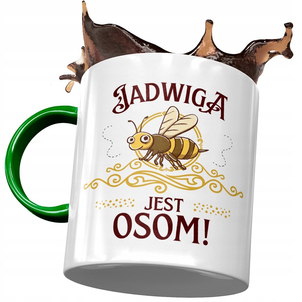 Kubek Zielony Dla Jadwigi Koleżanki Żony Prezent z Nadrukiem ze Zdjęciem + Opakowanie na prezent (wzór 03)
