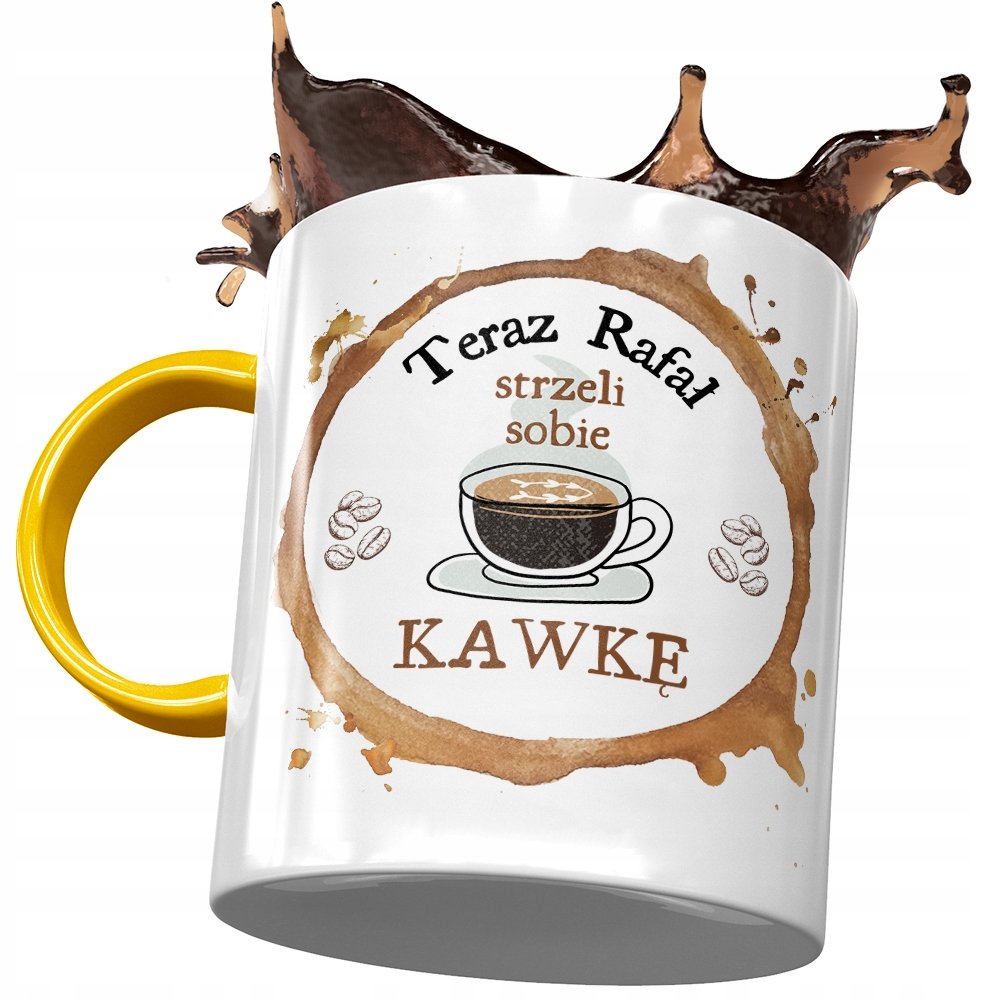 Kubek Żółty dla Rafała Kolegi Przyjaciela Prezent z Nadrukiem ze Zdjęciem + Opakowanie na prezent (wzór 03)