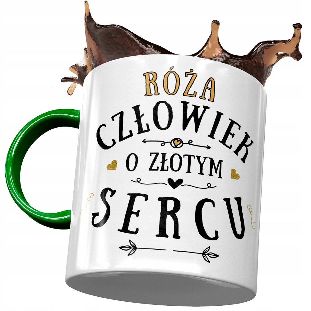 Kubek Zielony Dla Róży Przyjaciółki na Prezent z Nadrukiem ze Zdjęciem + Opakowanie na prezent (wzór 03)