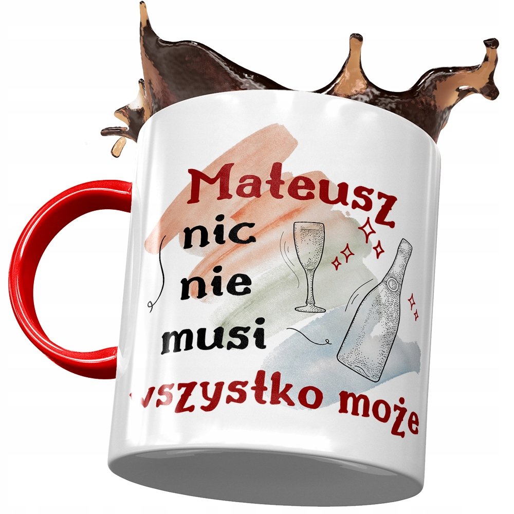 Kubek Czerwony Dla Mateusza Kolegi Męża na Prezent z Nadrukiem ze Zdjęciem + Opakowanie na prezent (wzór 03)