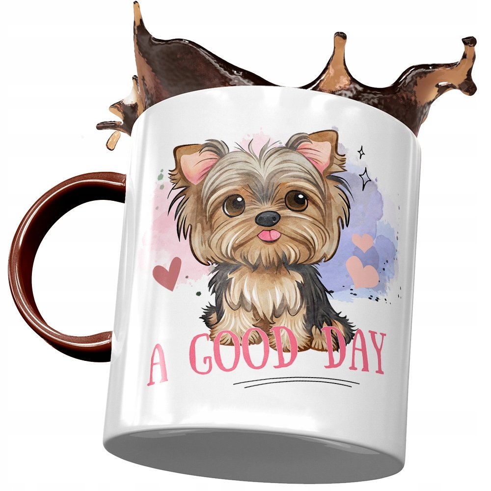 Kubek Bordowy z Pieskiem Psem Słodki na Prezent z Nadrukiem ze Zdjęciem + Opakowanie na prezent (wzór 03)