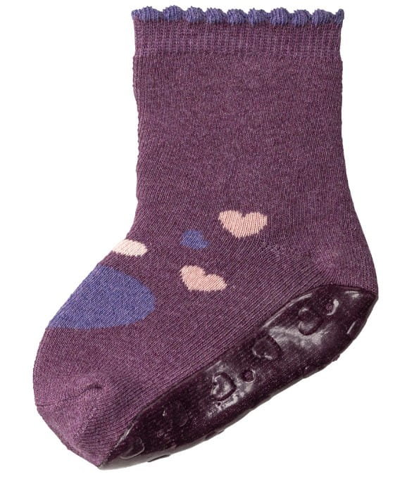 skarpetki antypoślizgowe z silikonową podeszwą ocieplenie frotte Sterntaler SOFT fioletowe w serduszka [rozmiar stopy: 25/26]
