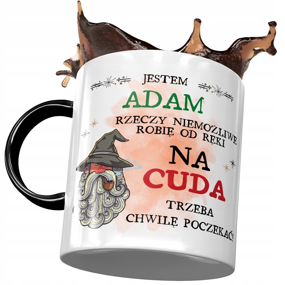 Kubek Czarny Dla Adama Kolegi Męża Prezent z Nadrukiem ze Zdjęciem + Opakowanie na prezent (wzór 02)