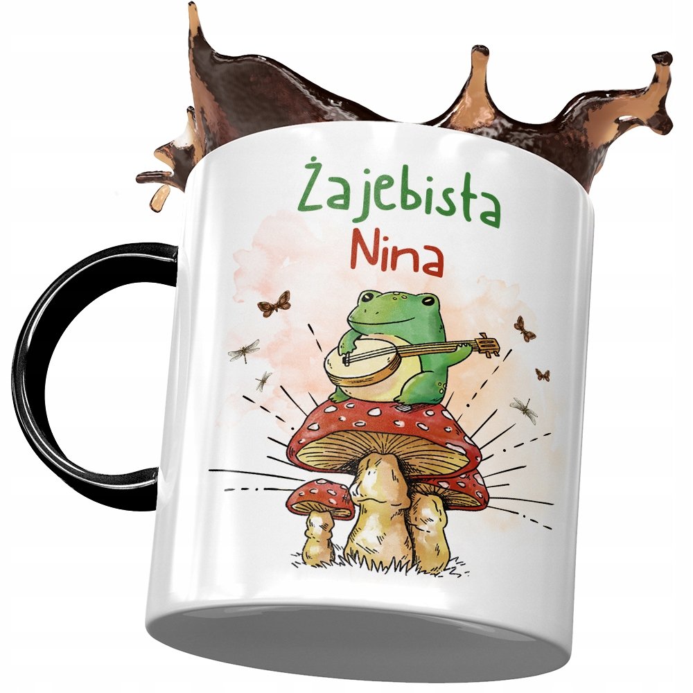 Kubek Czarny Dla Niny Żony Przyjaciółki Prezent z Nadrukiem ze Zdjęciem + Opakowanie na prezent (wzór 02)