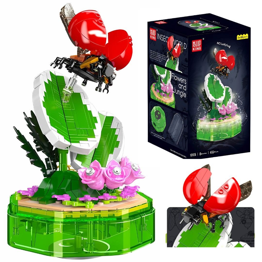 Klocki pozytywka LED z biedronką na kwiatach – zestaw konstrukcyjny 405 elementów