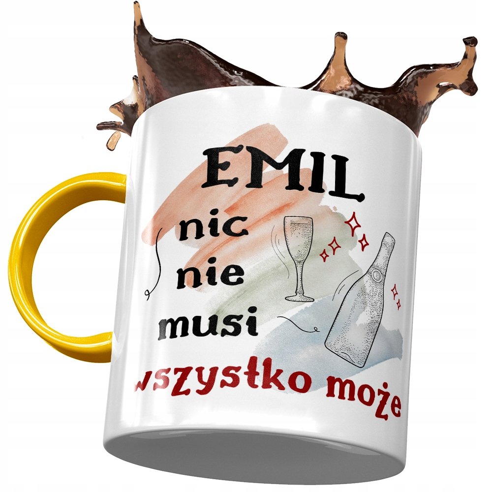 Kubek Żółty dla Emila Kolegi Prezent na Urodziny z Nadrukiem ze Zdjęciem+ Opakowanie na prezent (wzór 01)