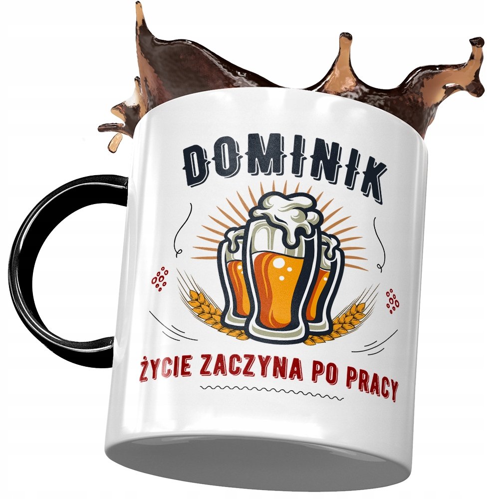 Kubek Czarny Dla Dominika Kolegi Męża na Prezent z Nadrukiem ze Zdjęciem+ Opakowanie na prezent (wzór 01)