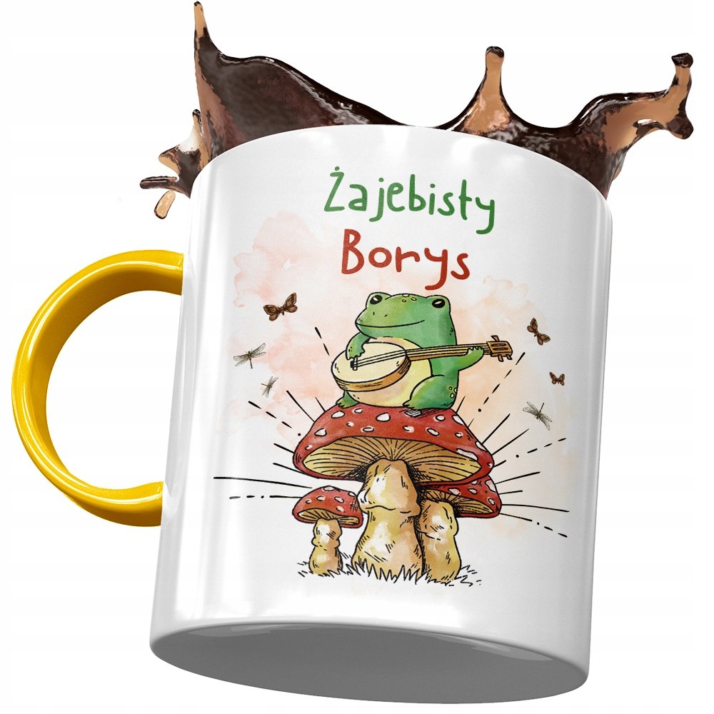 Kubek Żółty Dla Borysa Kolegi Męża na Prezent z Nadrukiem ze Zdjęciem+ Opakowanie na prezent (wzór 01)