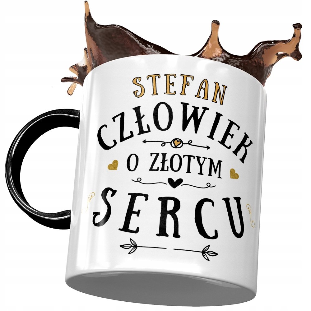 Kubek Czarny dla Stefana Męża Kolegi Prezent z Nadrukiem ze Zdjęciem + Opakowanie na prezent (wzór 02)