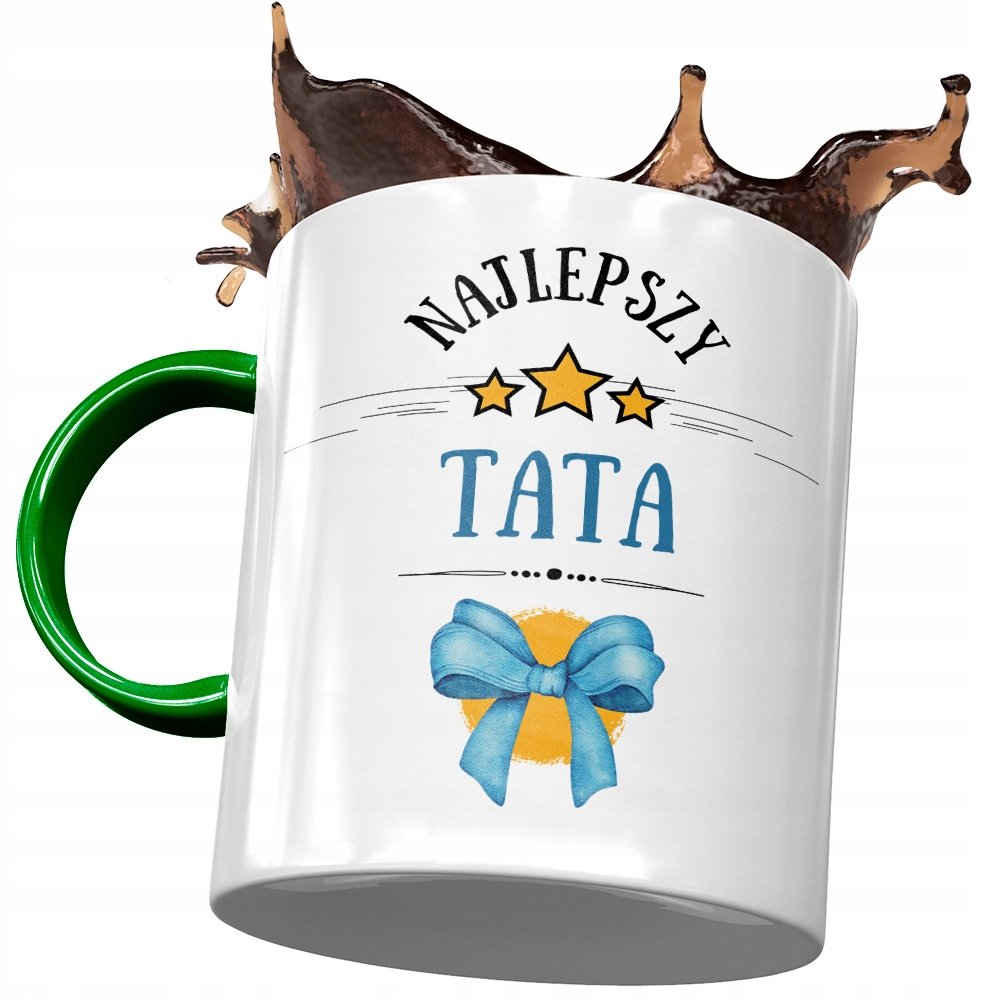 Kubek Zielony Dla Taty Ojca na Dzień Taty Prezent z Nadrukiem ze Zdjęciem+ Opakowanie na prezent (wzór 01)