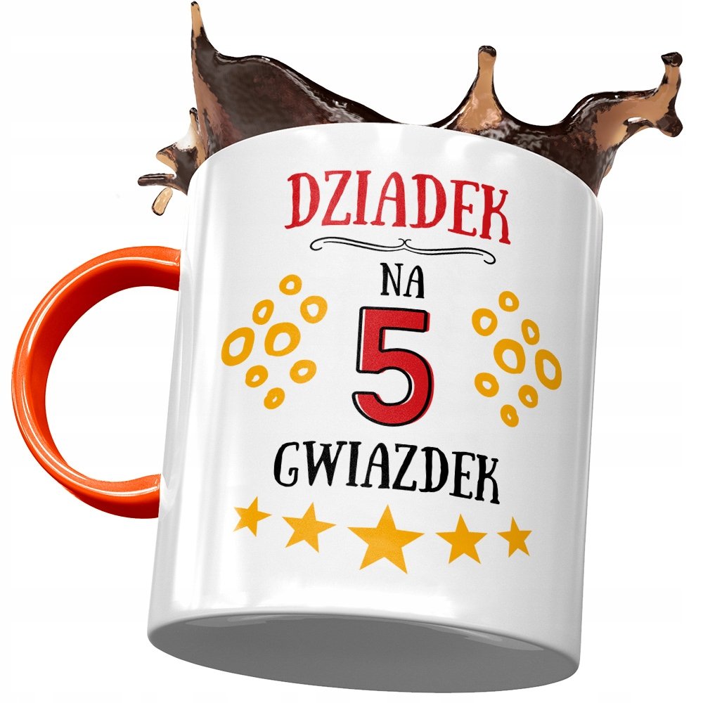 Kubek Pomarańczowy Dziadka Dzień Dziadka Prezent z Nadrukiem ze Zdjęciem + Opakowanie na prezent (wzór 02)
