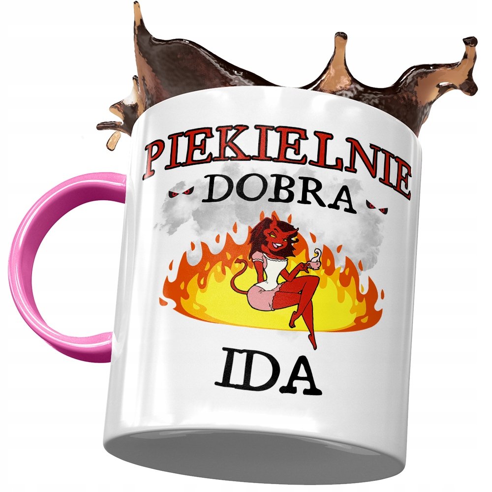 Kubek Różowy Dla Idy Żony Przyjaciółki Prezent z Nadrukiem ze Zdjęciem + Opakowanie na prezent (wzór 02)