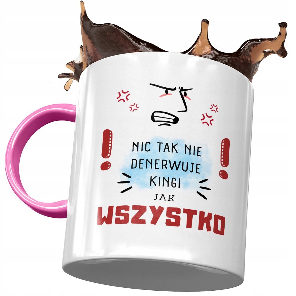 Kubek Różowy Dla Kingi Koleżanki na Prezent z Nadrukiem ze Zdjęciem+ Opakowanie na prezent (wzór 01)