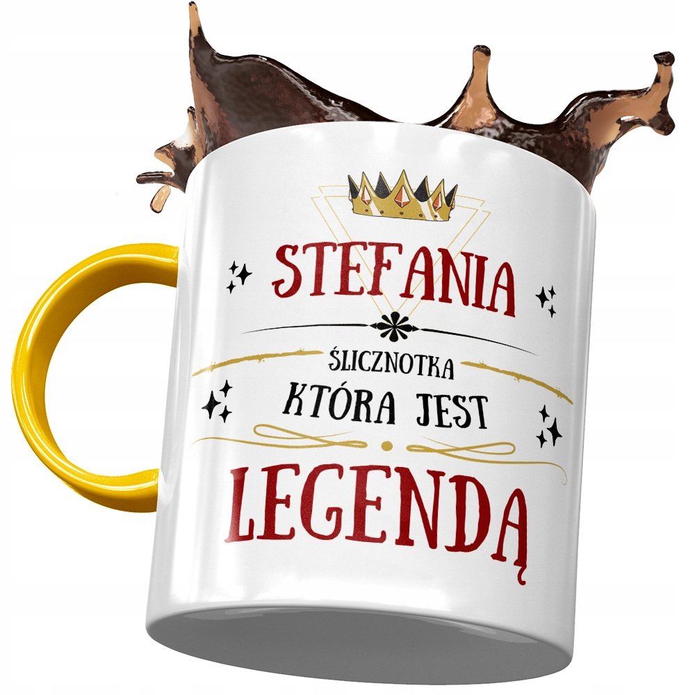 Kubek Żółty Dla Stefanii Koleżanki na Prezent z Nadrukiem ze Zdjęciem + Opakowanie na prezent (wzór 02)