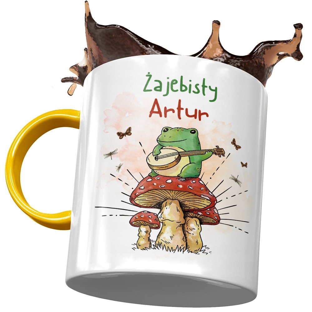 Kubek Żółty Dla Artura Kolegi Męża na Prezent z Nadrukiem ze Zdjęciem + Opakowanie na prezent (wzór 02)