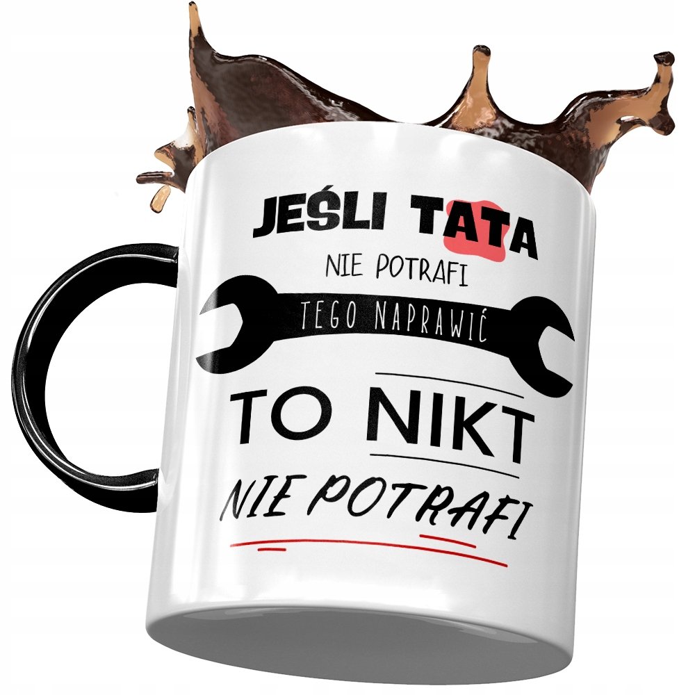 Kubek Czarny Dla Taty Ojca na Dzień Taty Prezent z Nadrukiem ze Zdjęciem + Opakowanie na prezent (wzór 02)