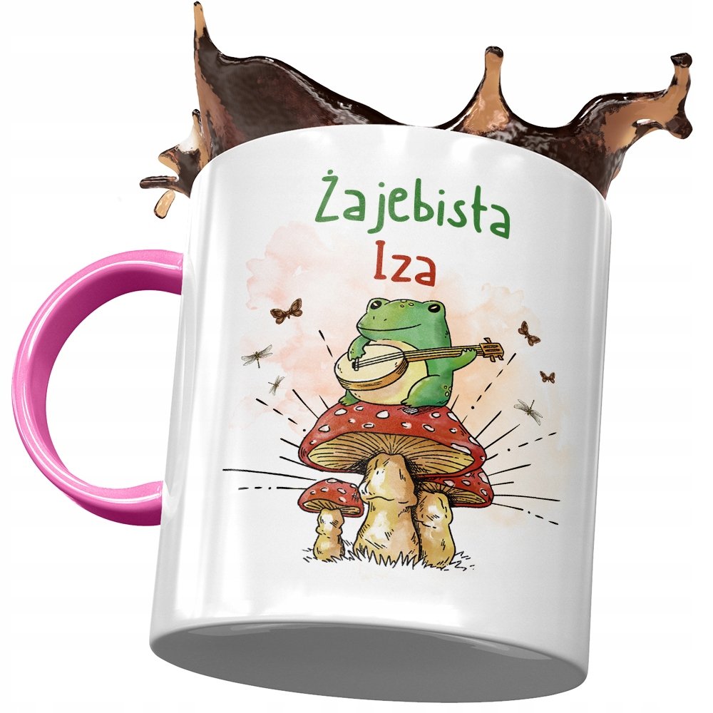 Kubek Różowy Dla Izy Izabeli Żony na Prezent z Nadrukiem ze Zdjęciem+ Opakowanie na prezent (wzór 01)