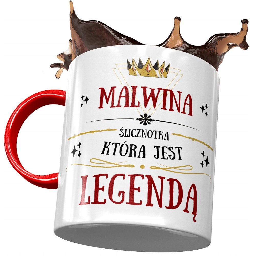 Kubek Czerwony Dla Malwiny Koleżanki Żony Prezent z Nadrukiem ze Zdjęciem + Opakowanie na prezent (wzór 04)