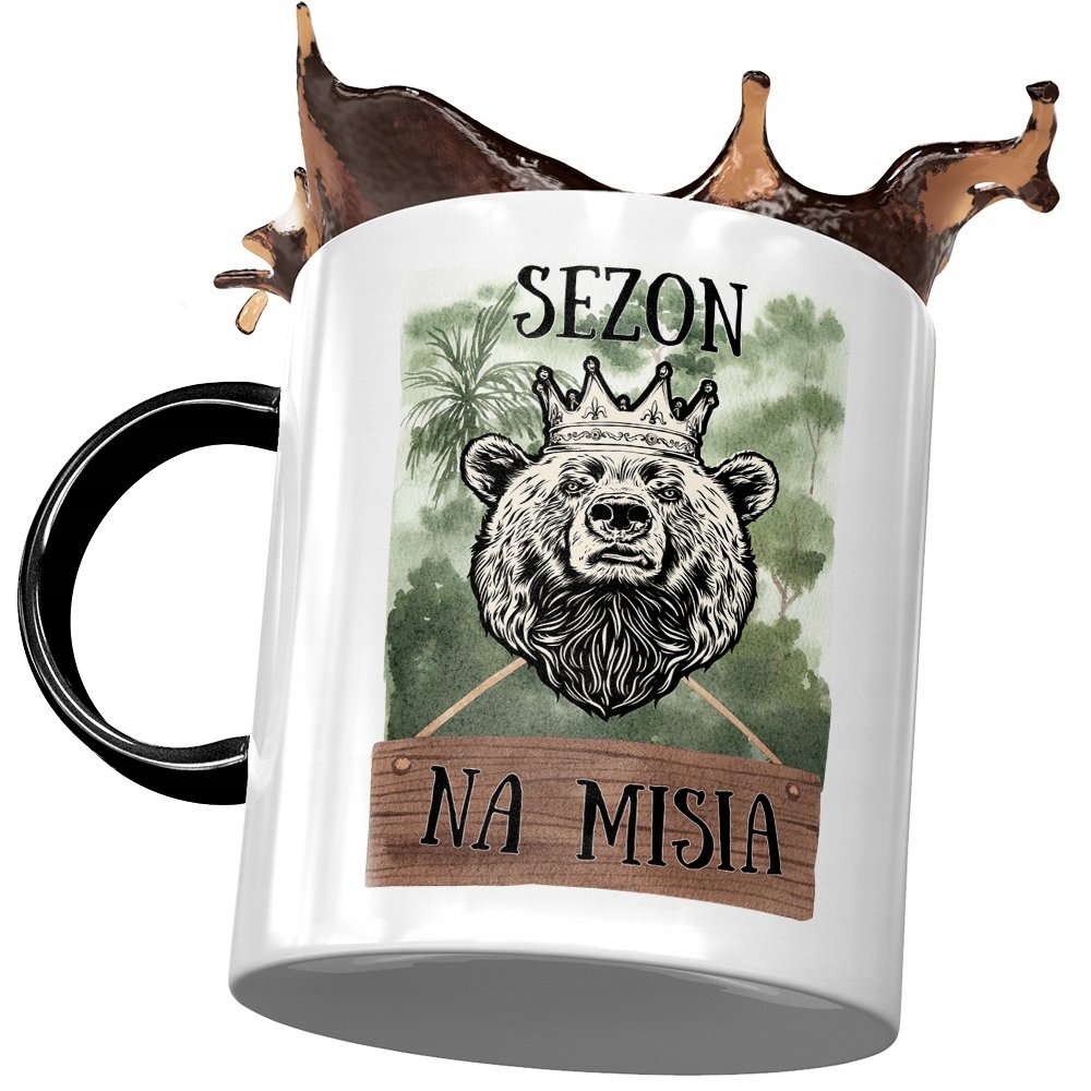 Kubek Czarny z Misiem Miś Słodki na Prezent z Nadrukiem ze Zdjęciem + Opakowanie na prezent (wzór 03)