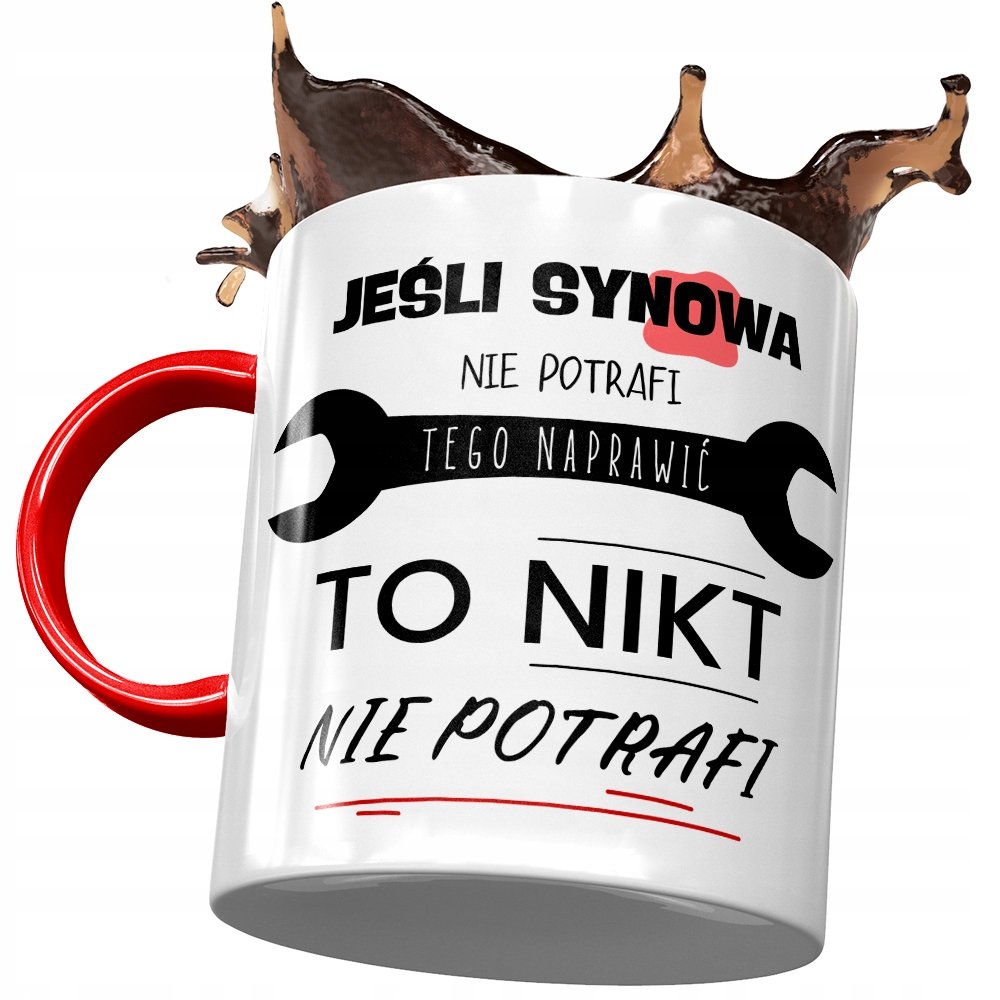 Kubek Czerwony Dla Synowej Żony Syna na Prezent z Nadrukiem ze Zdjęciem + Opakowanie na prezent (wzór 04)