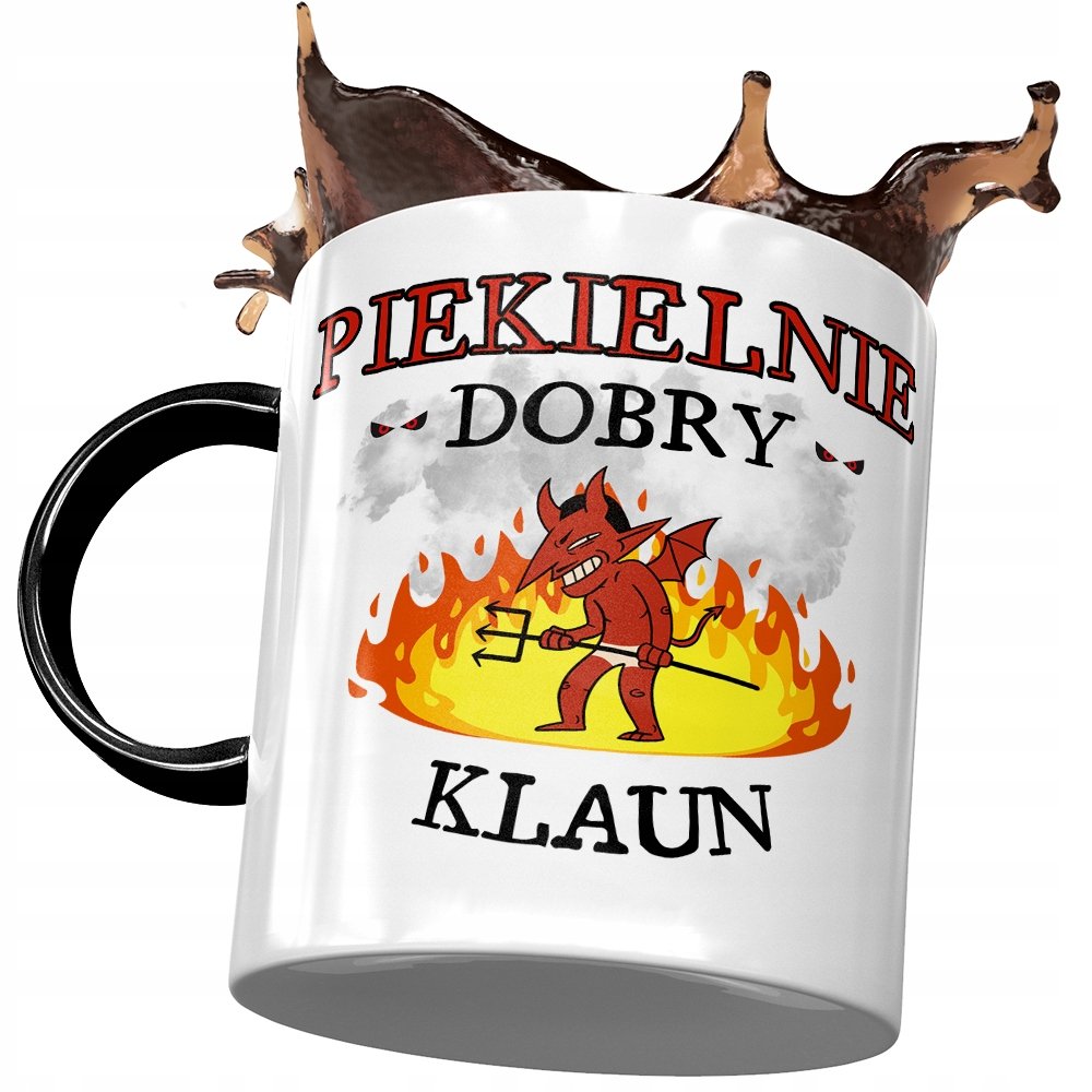 Kubek Czarny Dla Klauna Piekielnie Dobry Klaun z Nadrukiem ze Zdjęciem + Opakowanie na prezent (wzór 03)