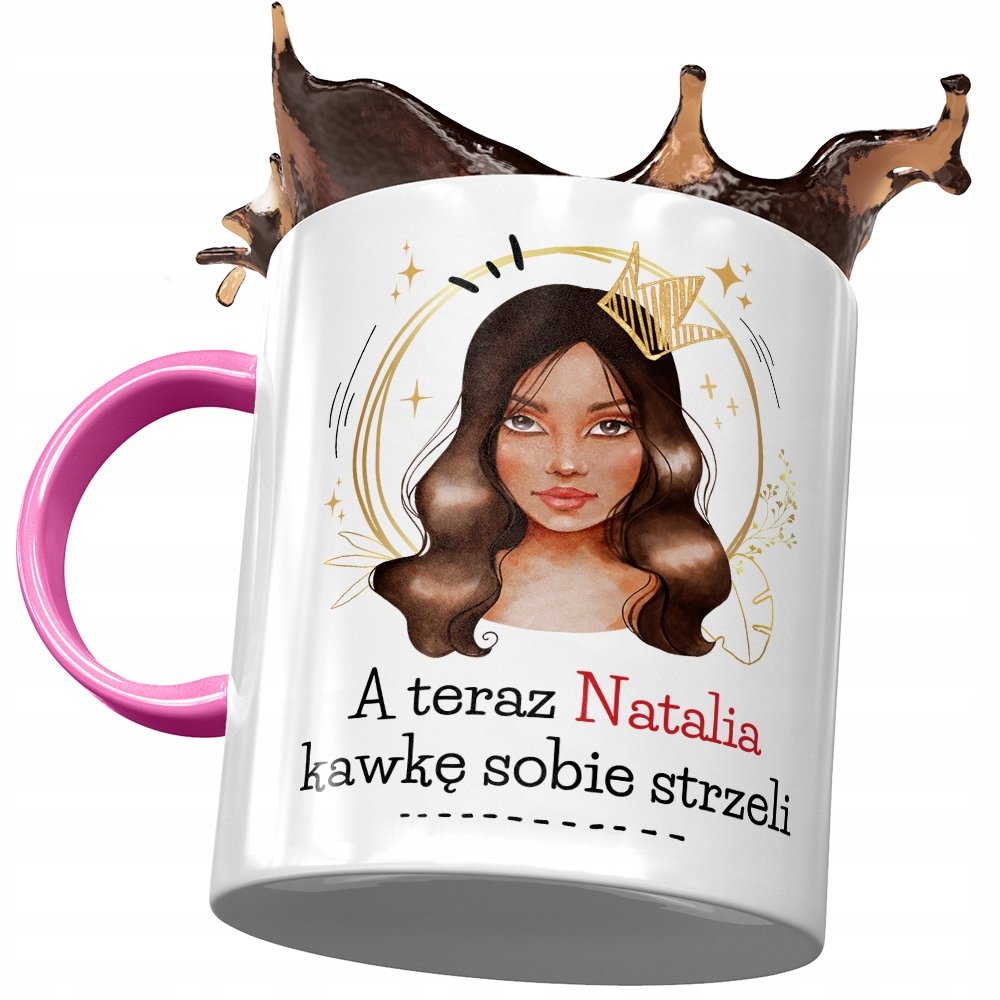 Kubek Różowy Dla Natalii Żony Przyjaciółki Prezent z Nadrukiem ze Zdjęciem + Opakowanie na prezent (wzór 03)