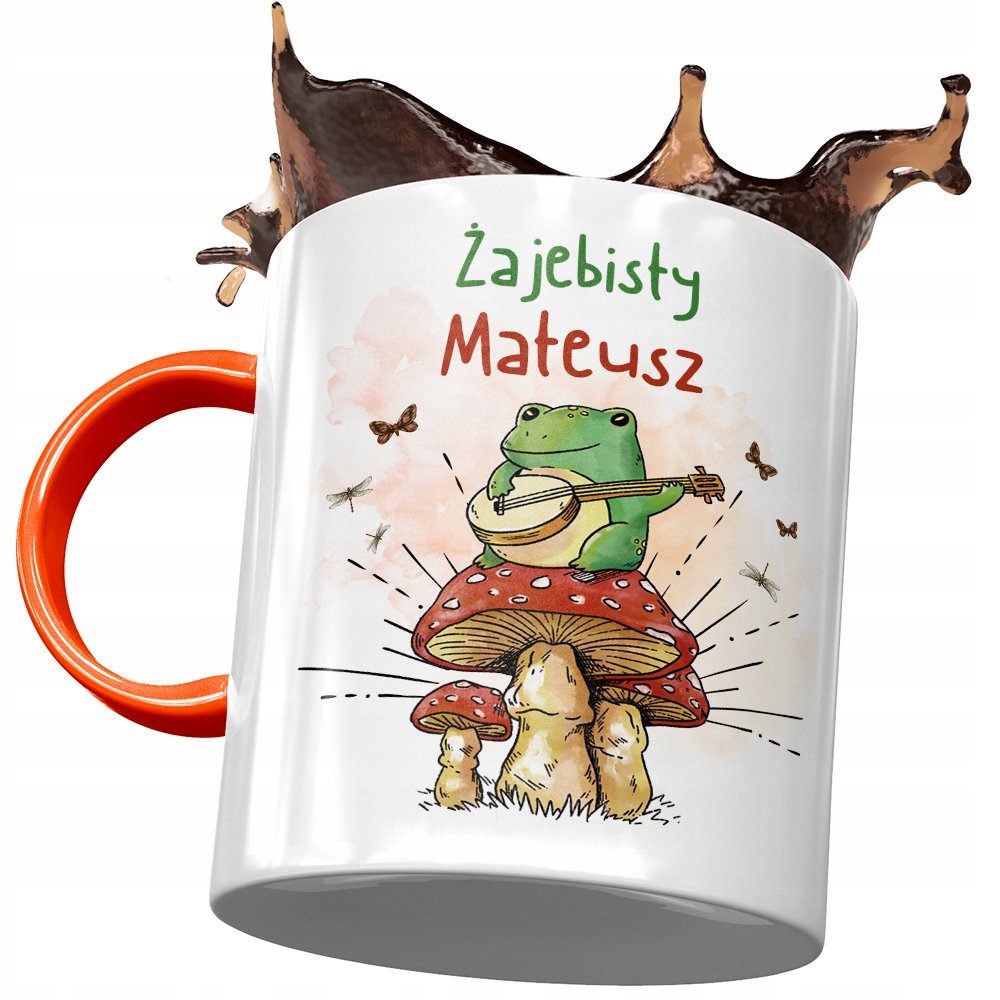 Kubek Pomarańczowy Dla Mateusza Kolegi Prezent z Nadrukiem ze Zdjęciem + Opakowanie na prezent (wzór 03)