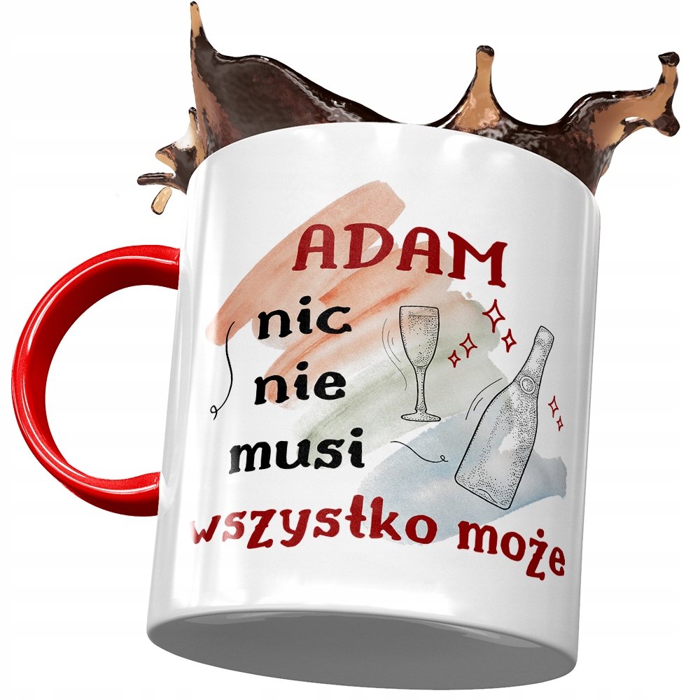 Kubek Czerwony Dla Adama Kolegi Męża na Prezent z Nadrukiem ze Zdjęciem + Opakowanie na prezent (wzór 03)